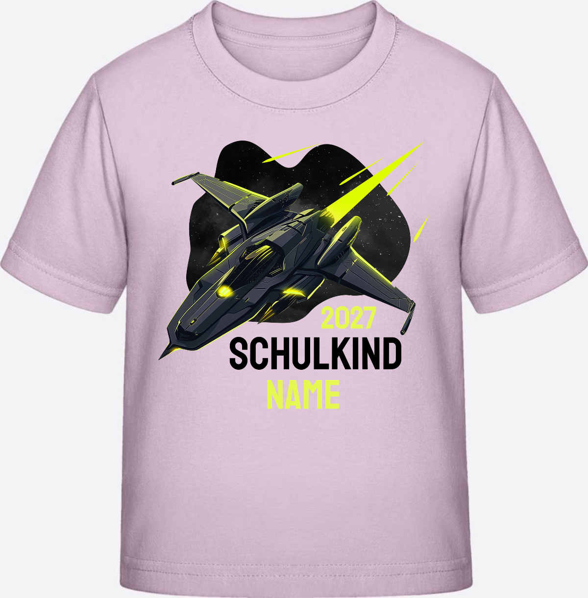 Schulkind T-Shirt Spaceshuttle – Personalisiert mit Name - Pink Sixties
