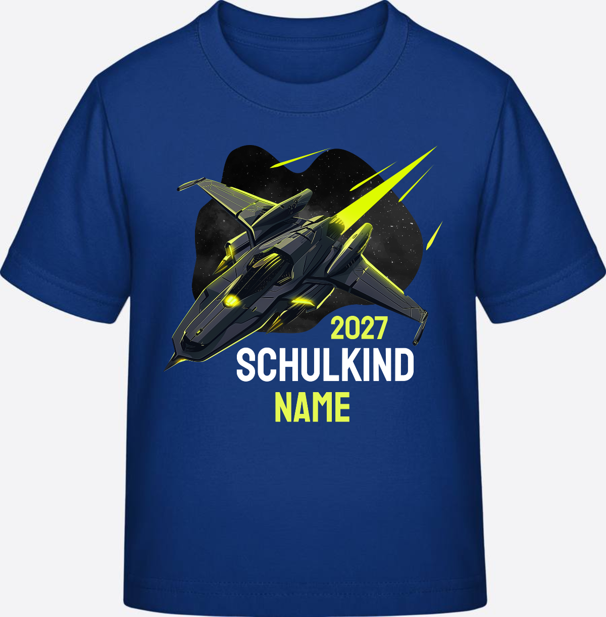 Schulkind T-Shirt Spaceshuttle – Personalisiert mit Name - Royal
