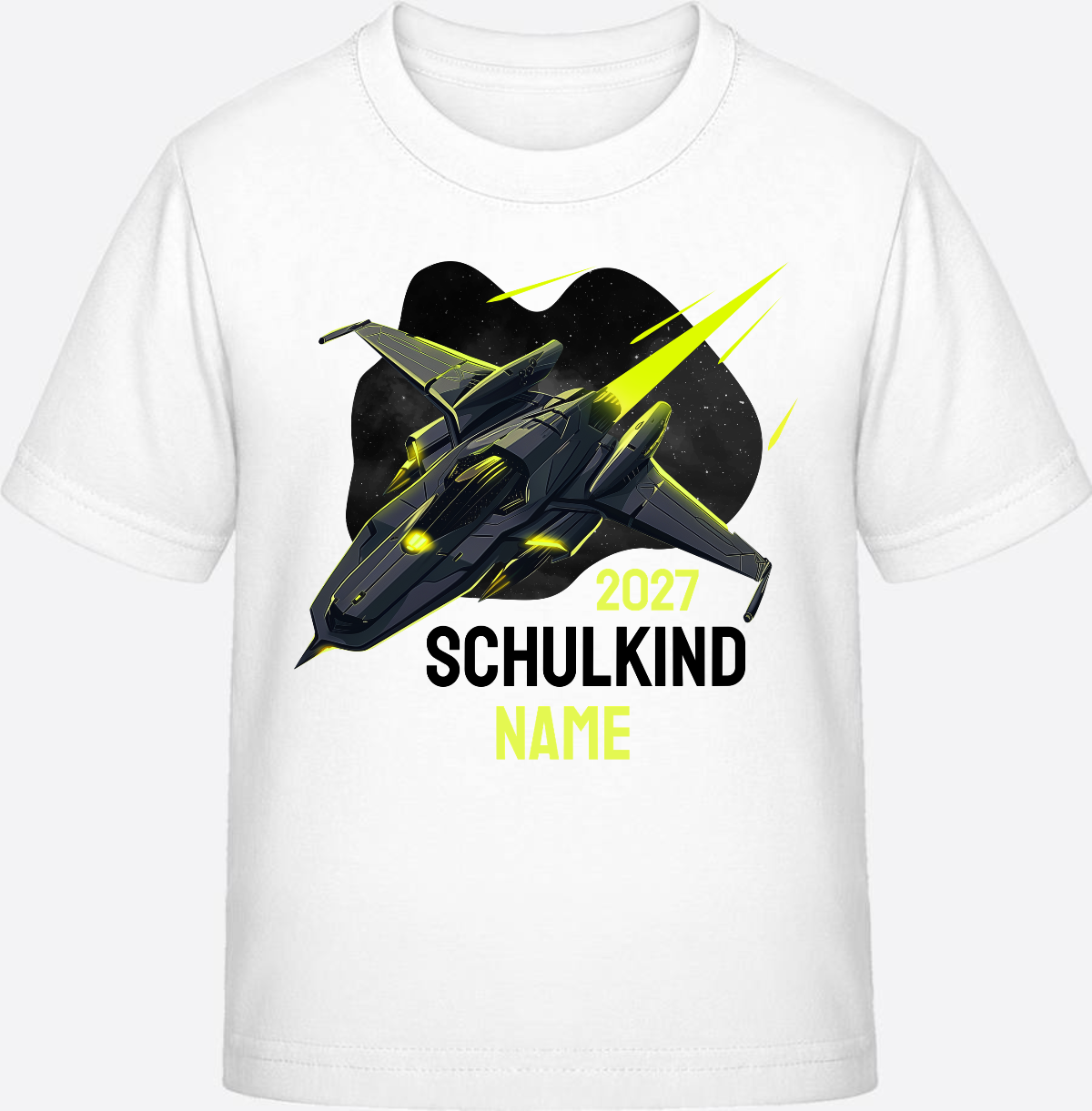 Schulkind T-Shirt Spaceshuttle – Personalisiert mit Name - White