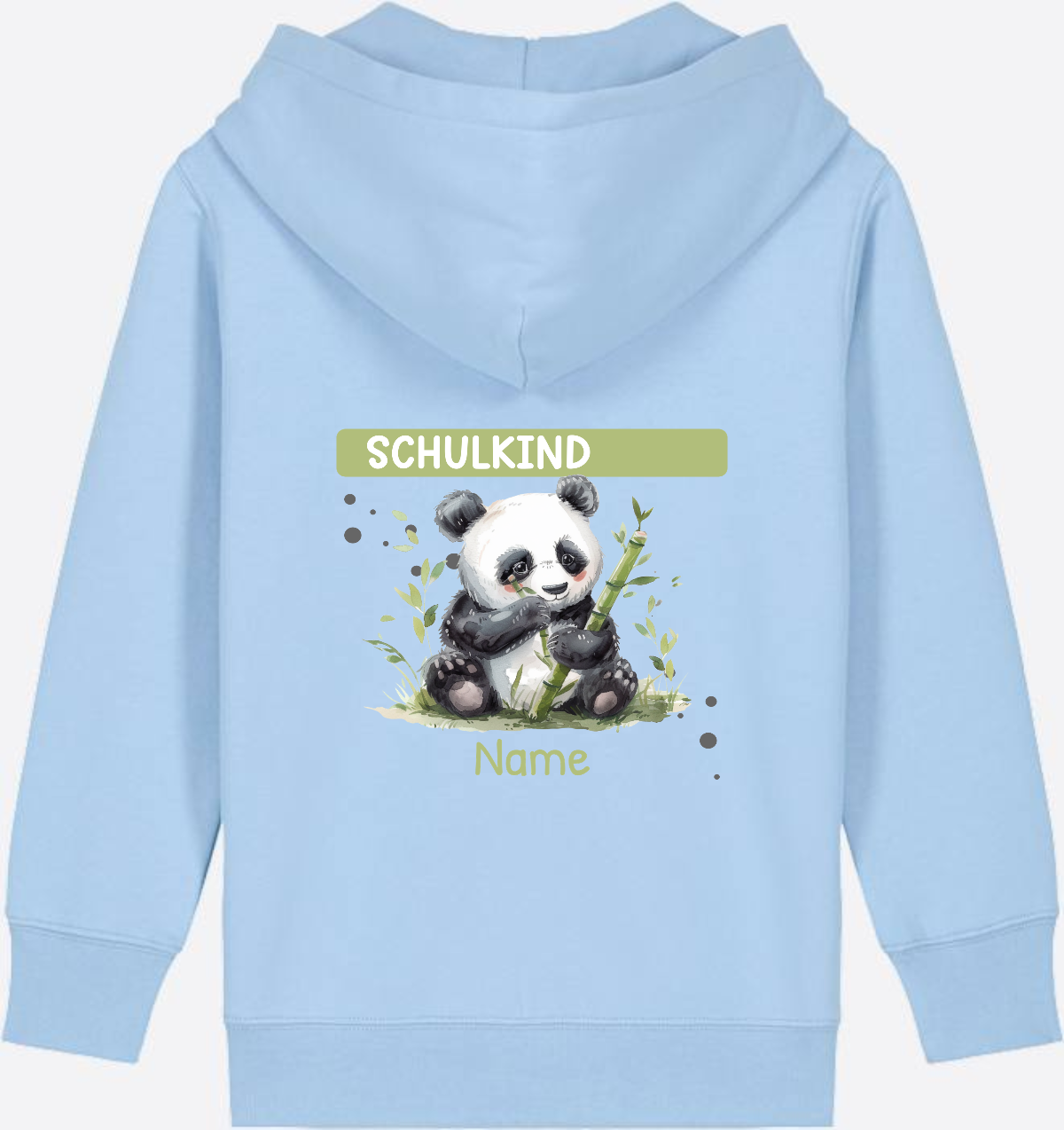 Schulkind Zip-Hoodie mit Pandabär – Personalisiert - Blue Soul