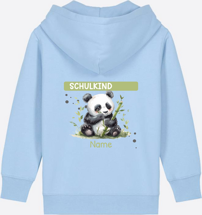 Schulkind Zip-Hoodie mit Pandabär – Personalisiert - Blue Soul