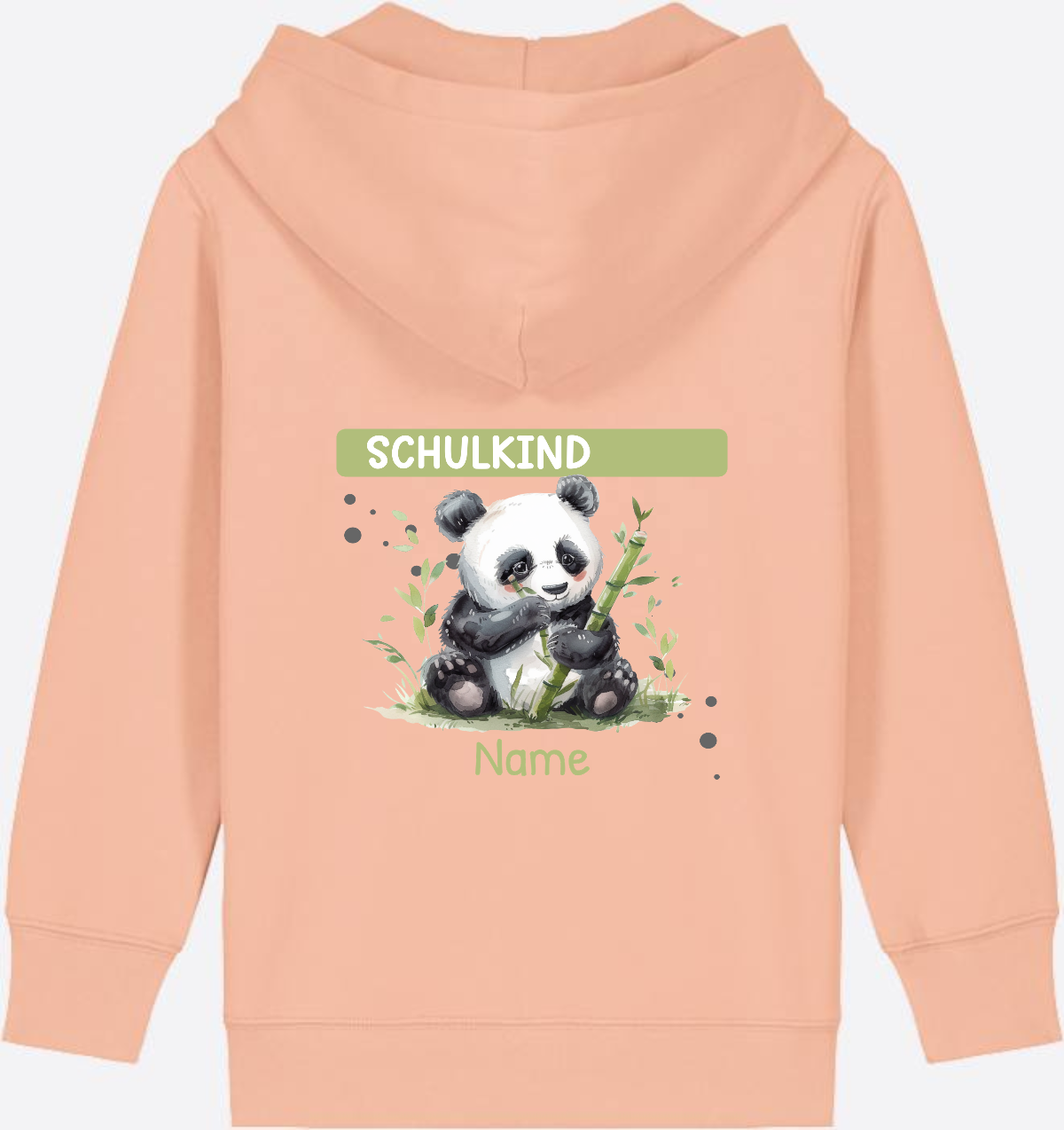 Schulkind Zip-Hoodie mit Pandabär – Personalisiert - Fraiche Peche
