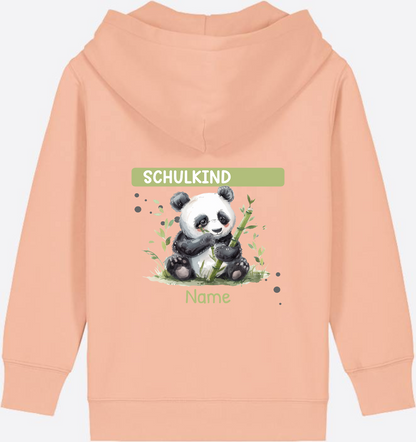 Schulkind Zip-Hoodie mit Pandabär – Personalisiert - Fraiche Peche