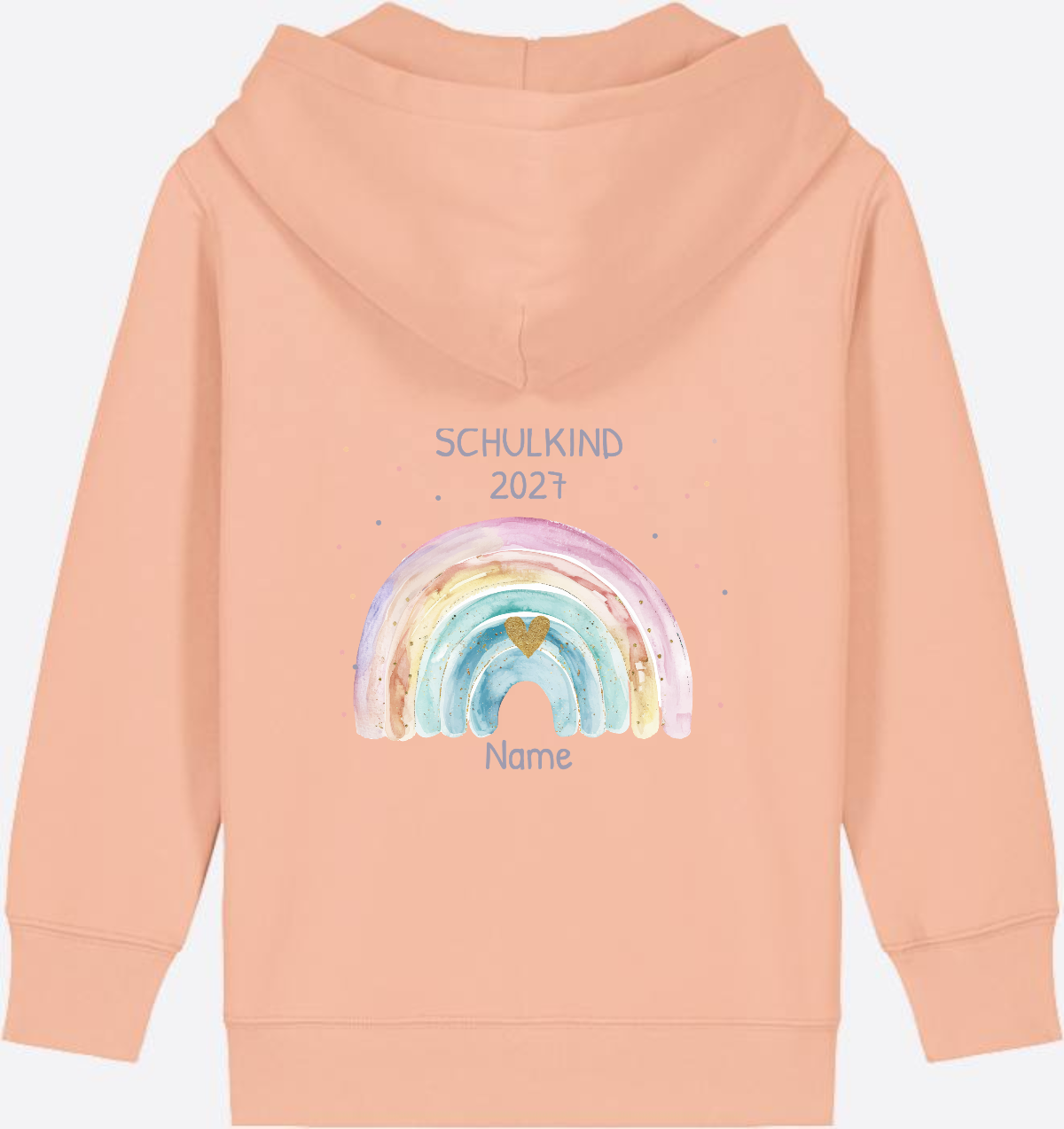 Schulkind Zip-Hoodie personalisiert mit Name & Regenbogen - Fraiche Peche