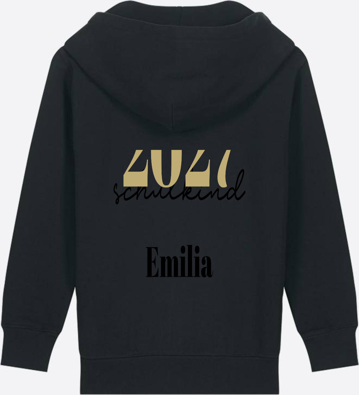 Schulkind Zip-Hoodie Schreibschrift mit Name personalisiert - Black
