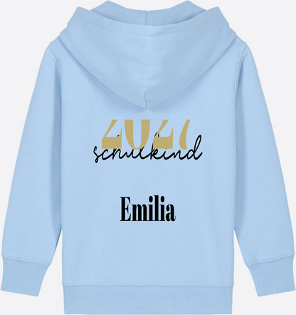 Schulkind Zip-Hoodie Schreibschrift mit Name personalisiert - Blue Soul