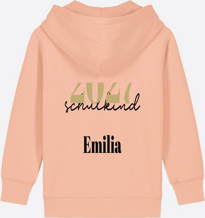 Schulkind Zip-Hoodie Schreibschrift mit Name personalisiert - Fraiche Peche