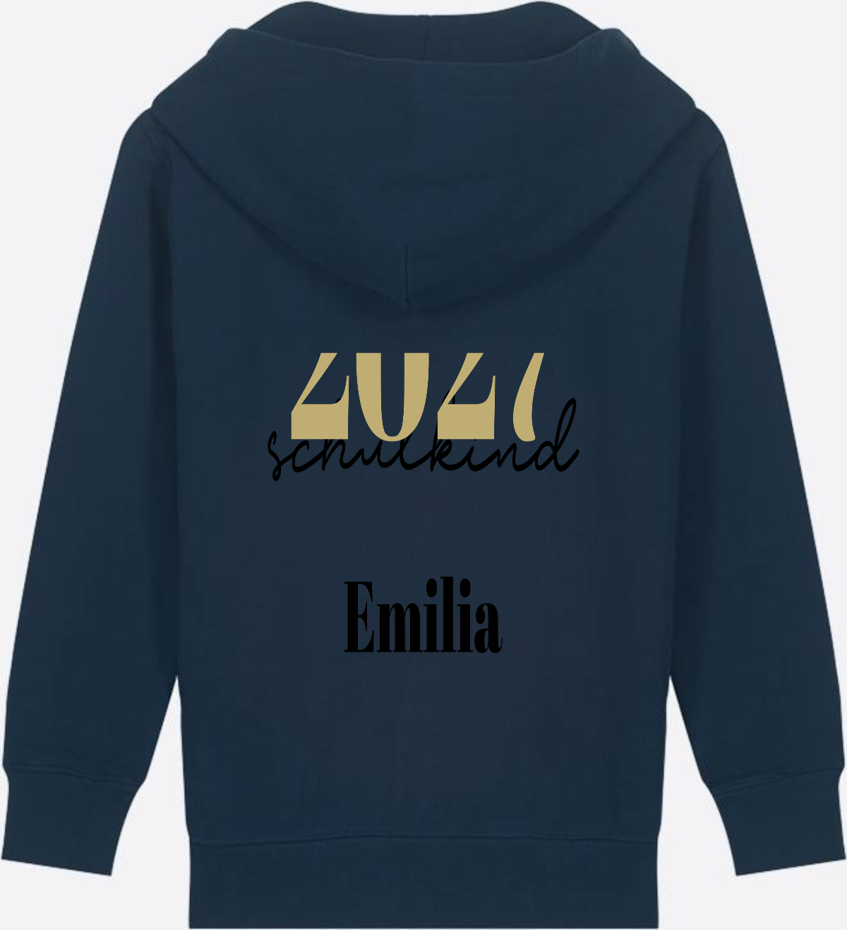 Schulkind Zip-Hoodie Schreibschrift mit Name personalisiert - French Navy