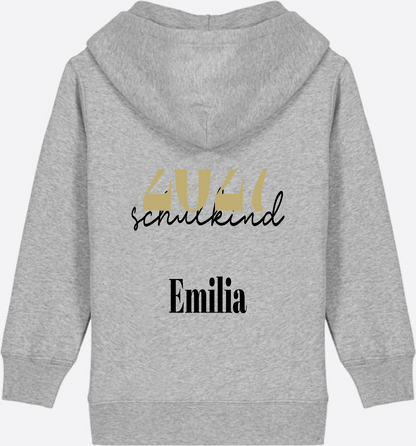 Schulkind Zip-Hoodie Schreibschrift mit Name personalisiert - Heather Grey