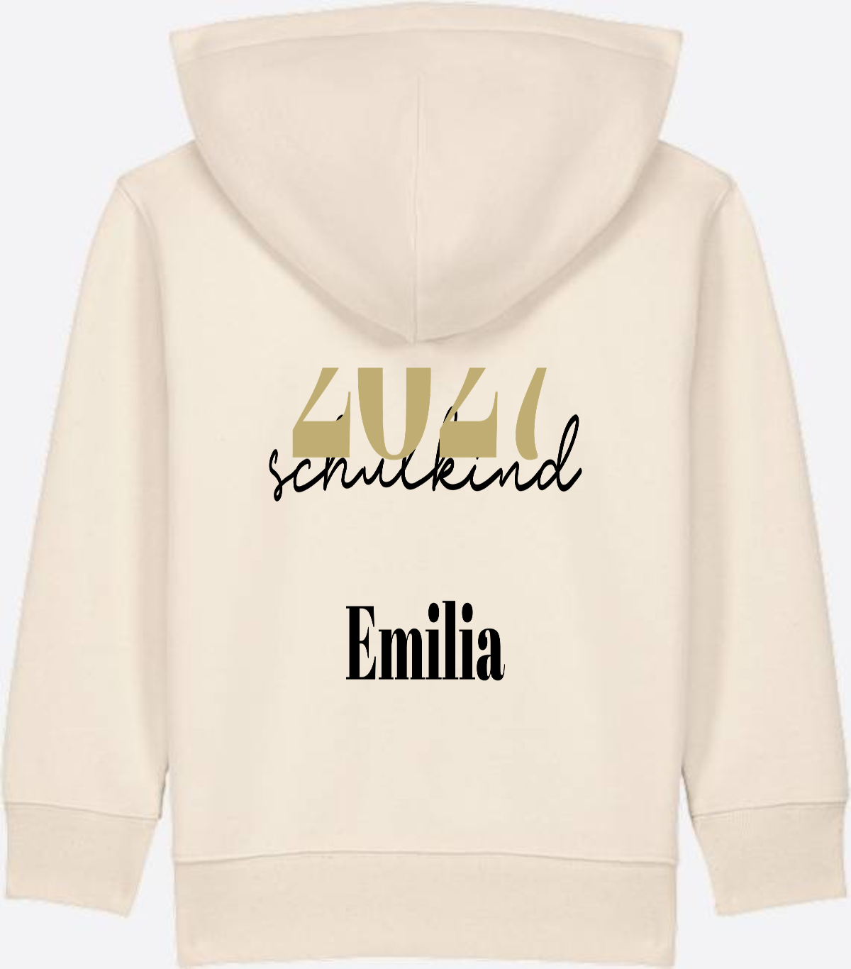 Schulkind Zip-Hoodie Schreibschrift mit Name personalisiert - Natural Raw