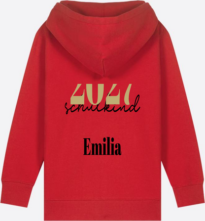 Schulkind Zip-Hoodie Schreibschrift mit Name personalisiert - Red