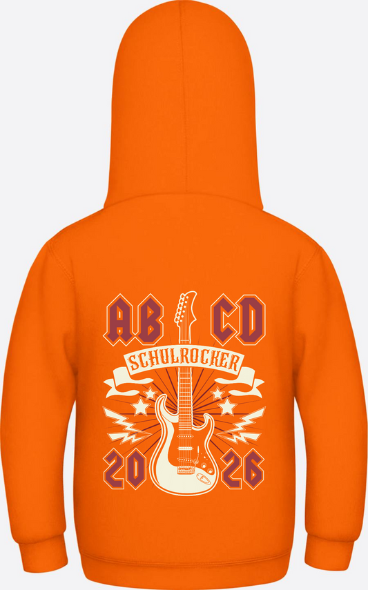Schulrocker Kinder-Hoodie mit Wunschnamen zur Einschulung - Orange Crush