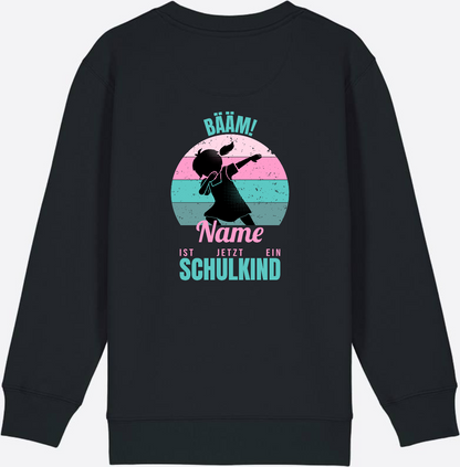 Sweatshirt BÄÄM Schulkind – Personalisiert mit Name für Mädchen - Black