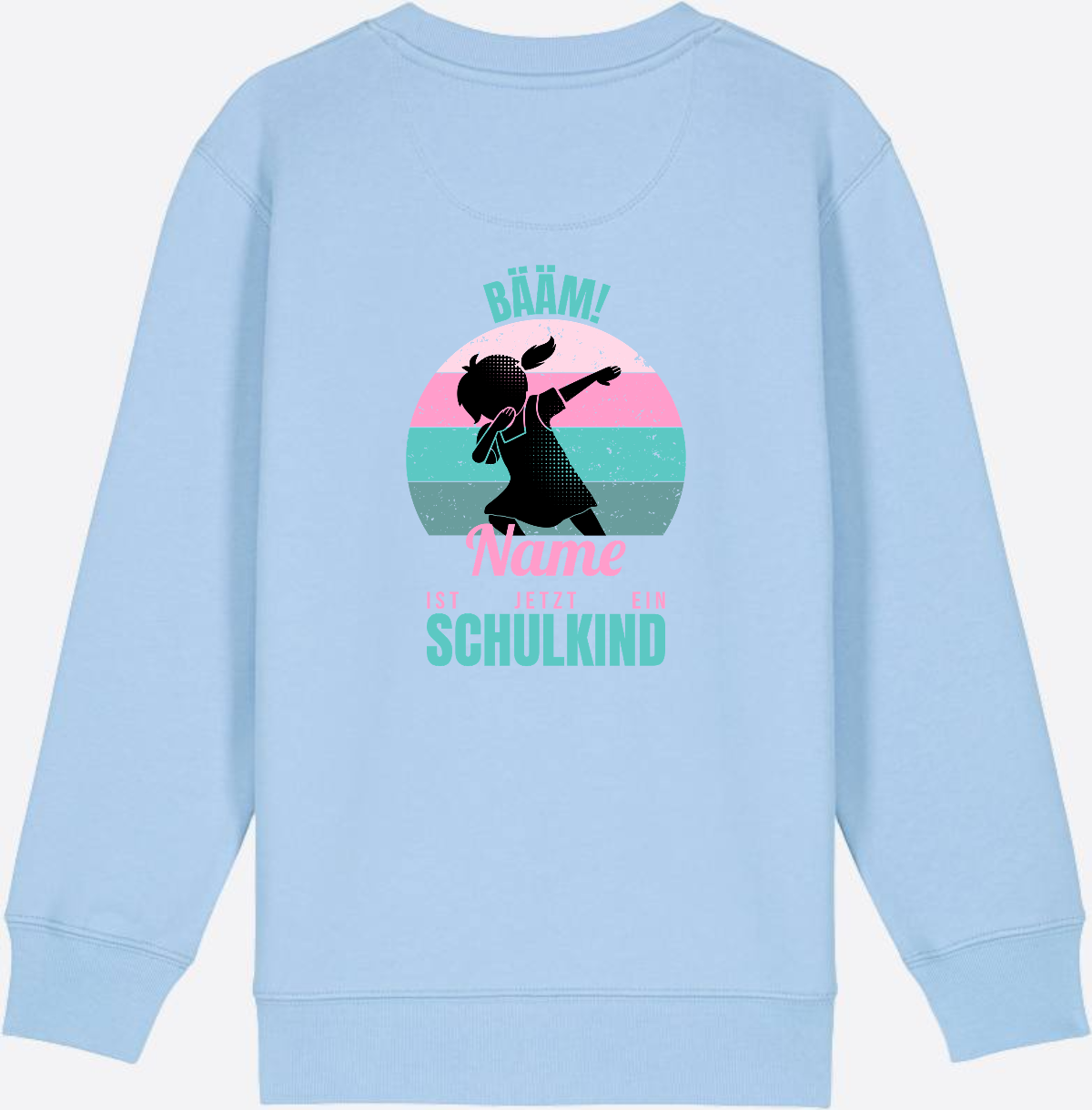Sweatshirt BÄÄM Schulkind – Personalisiert mit Name für Mädchen - Blue Soul