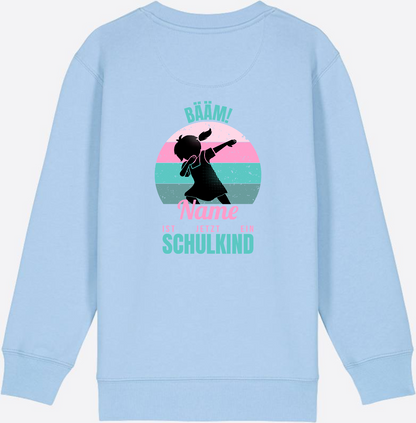 Sweatshirt BÄÄM Schulkind – Personalisiert mit Name für Mädchen - Blue Soul