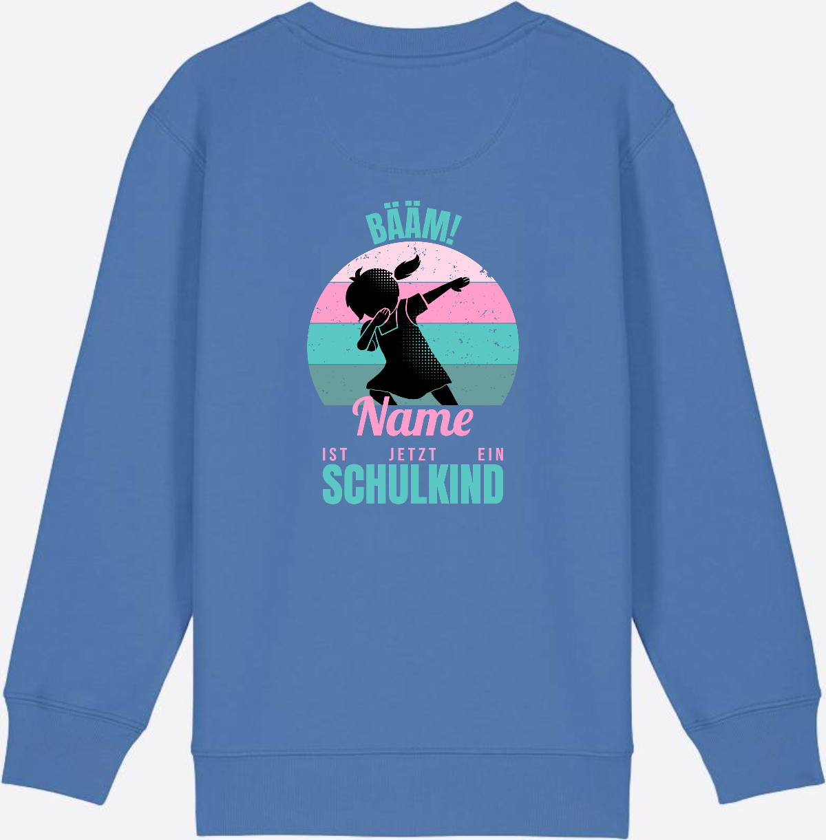 Sweatshirt BÄÄM Schulkind – Personalisiert mit Name für Mädchen - Bright Blue