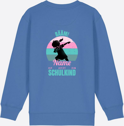 Sweatshirt BÄÄM Schulkind – Personalisiert mit Name für Mädchen - Bright Blue