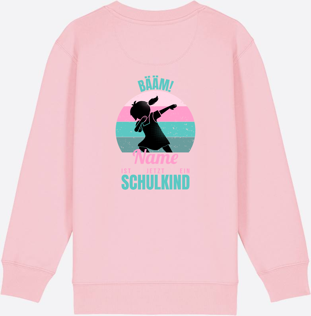 Sweatshirt BÄÄM Schulkind – Personalisiert mit Name für Mädchen - Cotton Pink