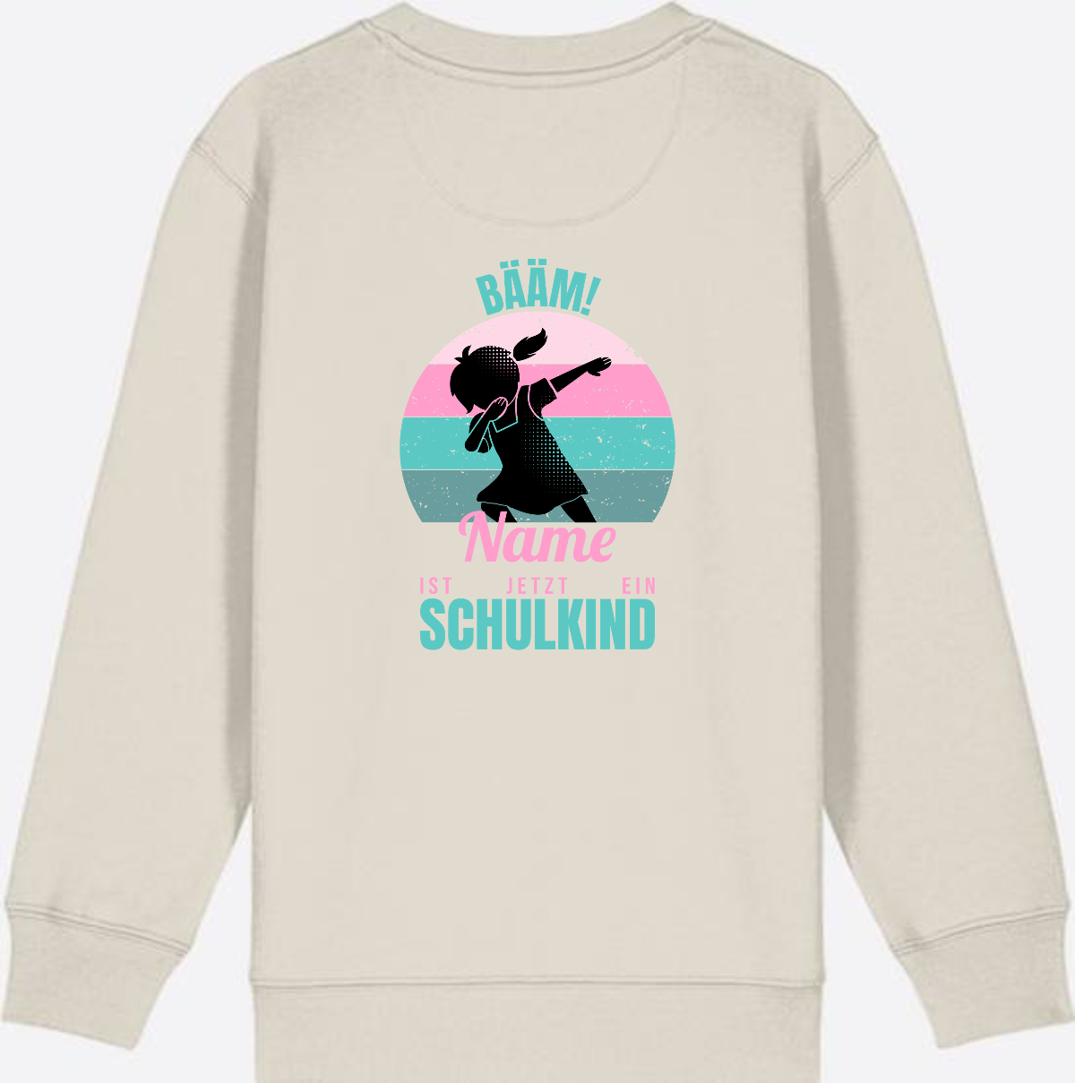 Sweatshirt BÄÄM Schulkind – Personalisiert mit Name für Mädchen - Eco Heather
