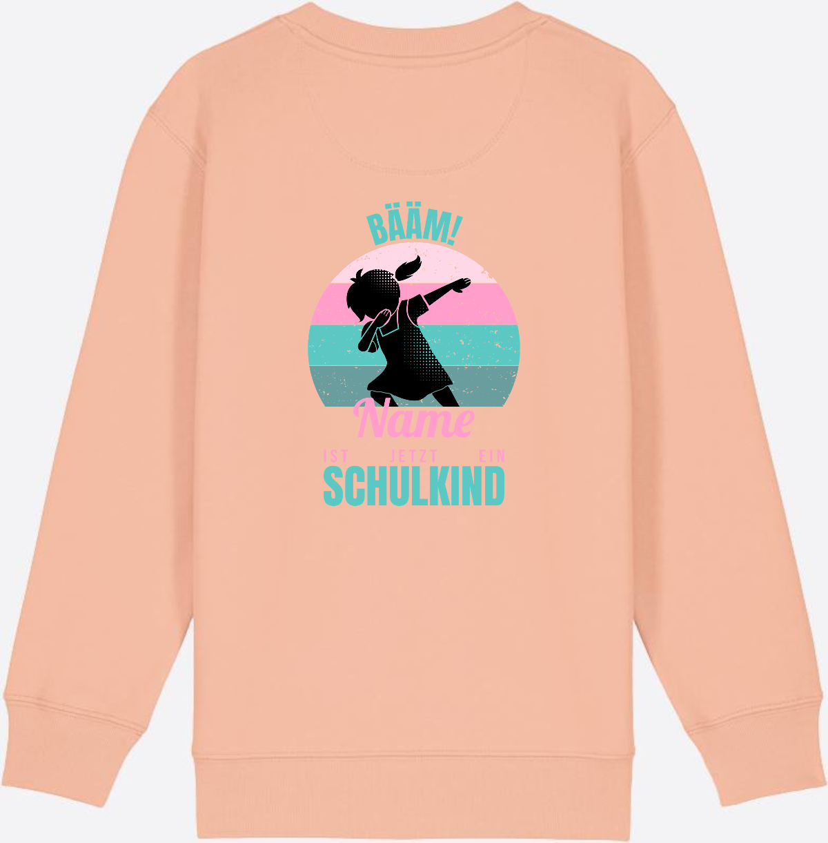 Sweatshirt BÄÄM Schulkind – Personalisiert mit Name für Mädchen - Fraiche Peche