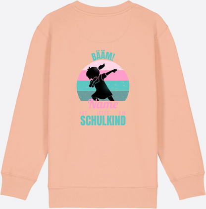 Sweatshirt BÄÄM Schulkind – Personalisiert mit Name für Mädchen - Fraiche Peche