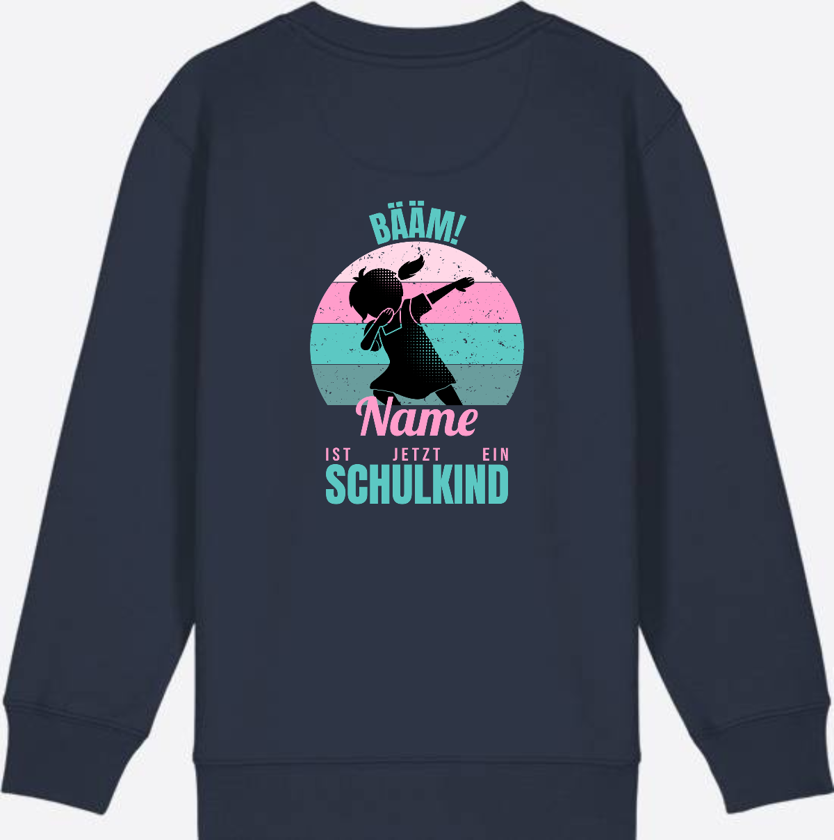 Sweatshirt BÄÄM Schulkind – Personalisiert mit Name für Mädchen - French Navy