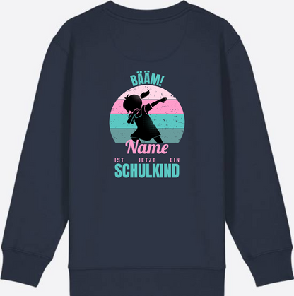 Sweatshirt BÄÄM Schulkind – Personalisiert mit Name für Mädchen - French Navy