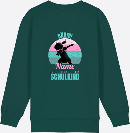 Sweatshirt BÄÄM Schulkind – Personalisiert mit Name für Mädchen - Glazed Green