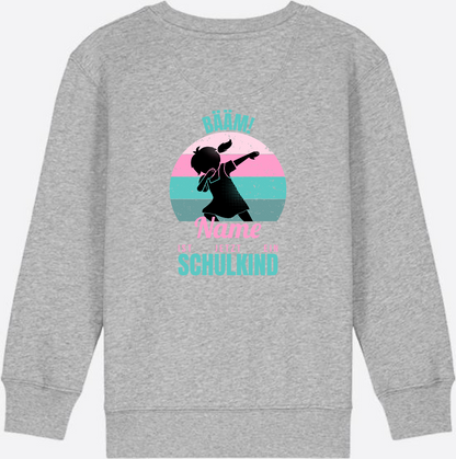 Sweatshirt BÄÄM Schulkind – Personalisiert mit Name für Mädchen - Heather Grey
