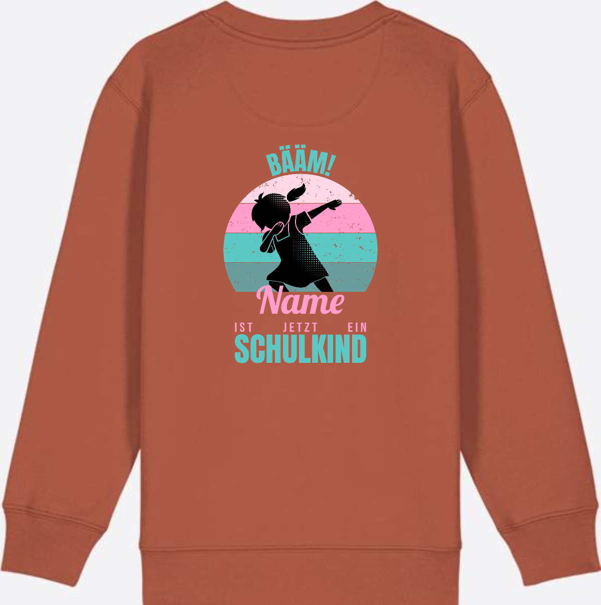 Sweatshirt BÄÄM Schulkind – Personalisiert mit Name für Mädchen - Heritage Brown