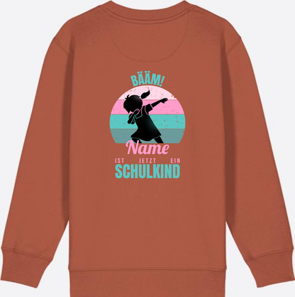 Sweatshirt BÄÄM Schulkind – Personalisiert mit Name für Mädchen - Heritage Brown
