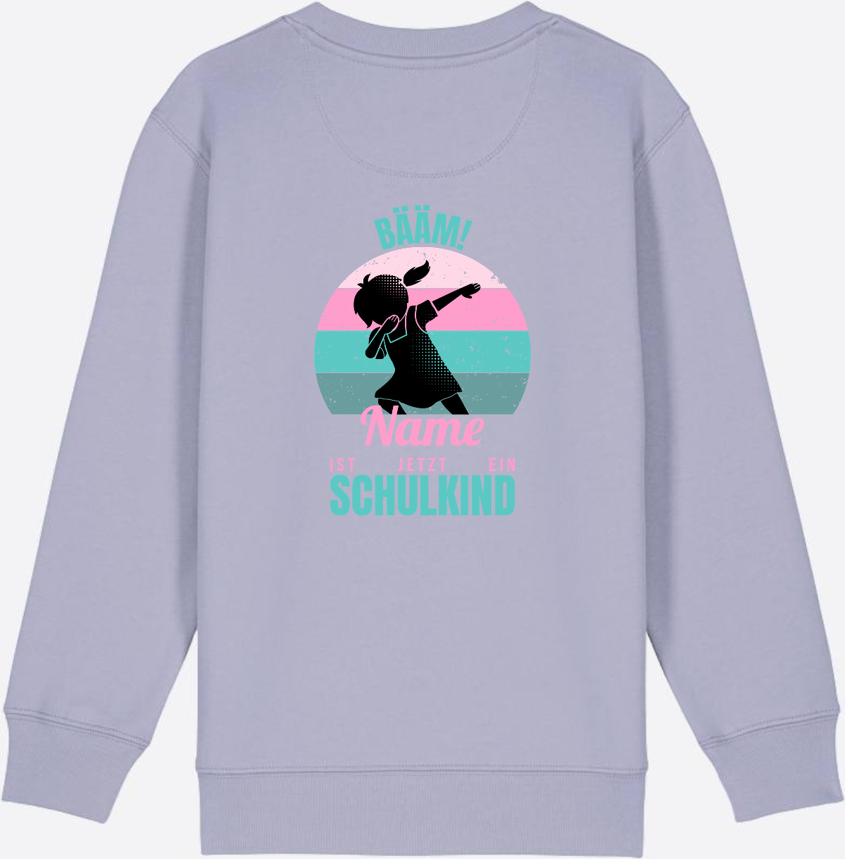 Sweatshirt BÄÄM Schulkind – Personalisiert mit Name für Mädchen - Lavender