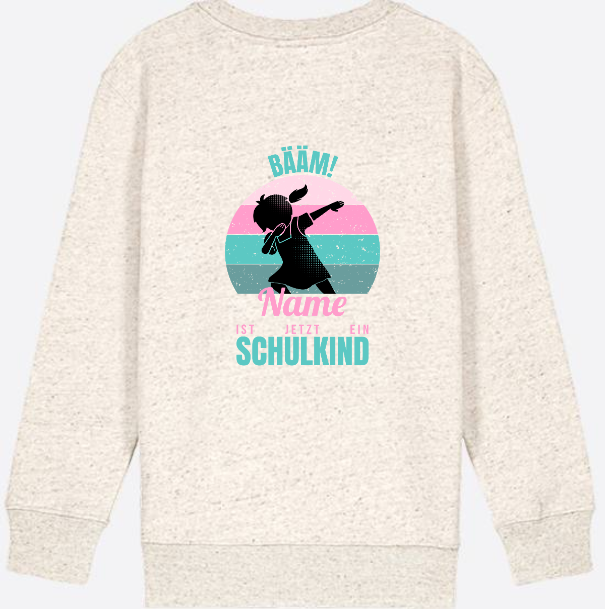 Sweatshirt BÄÄM Schulkind – Personalisiert mit Name für Mädchen - Natural Raw