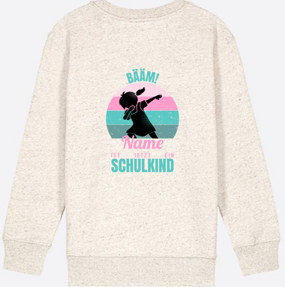 Sweatshirt BÄÄM Schulkind – Personalisiert mit Name für Mädchen - Natural Raw
