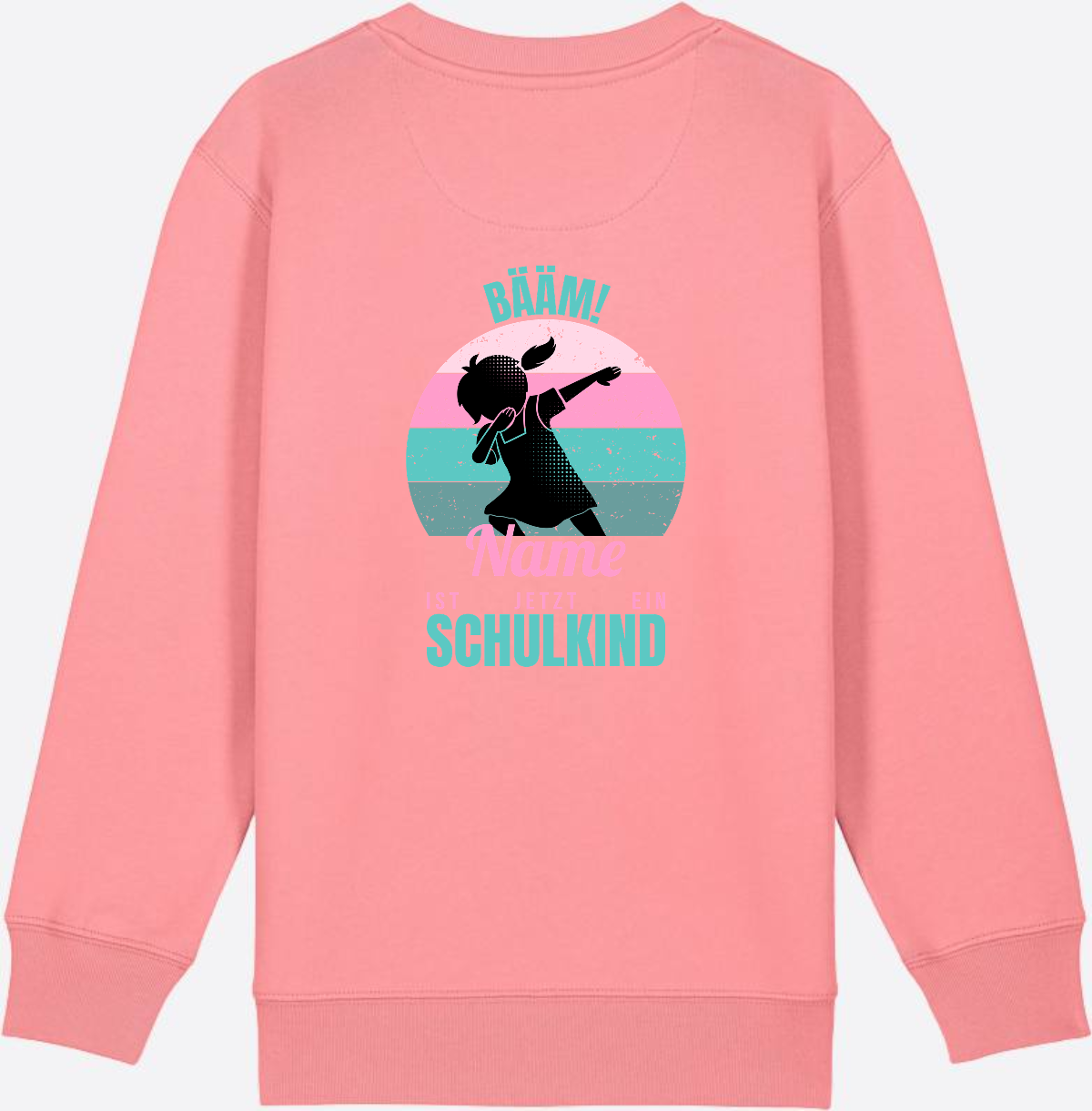 Sweatshirt BÄÄM Schulkind – Personalisiert mit Name für Mädchen - Pink Joy
