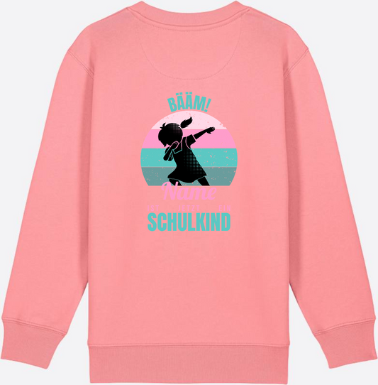 Sweatshirt BÄÄM Schulkind – Personalisiert mit Name für Mädchen - Pink Joy