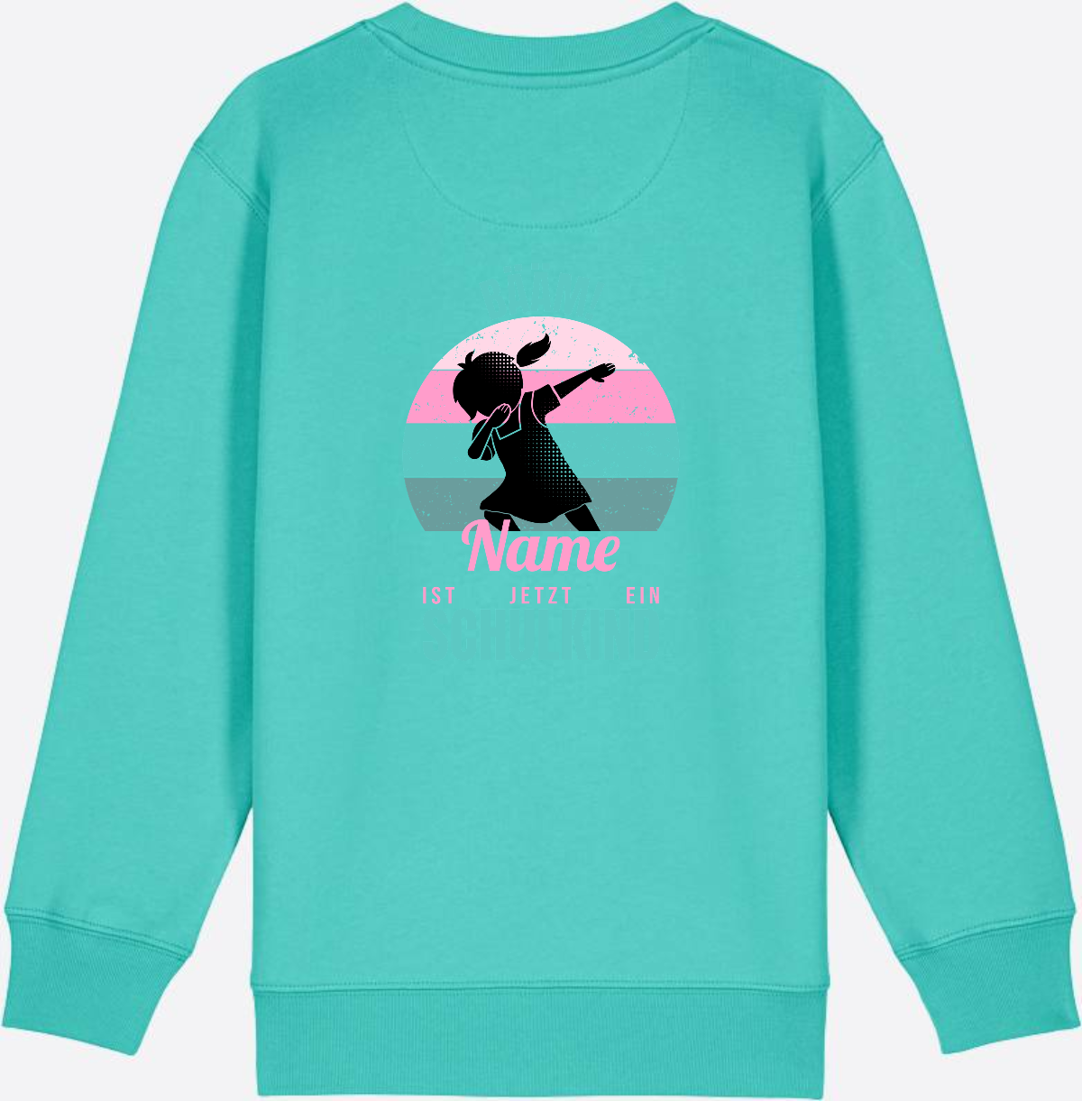 Sweatshirt BÄÄM Schulkind – Personalisiert mit Name für Mädchen - Pool Blue