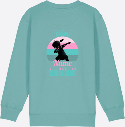 Sweatshirt BÄÄM Schulkind – Personalisiert mit Name für Mädchen - Teal Monstera