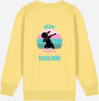 Sweatshirt BÄÄM Schulkind – Personalisiert mit Name für Mädchen - Viva Yellow