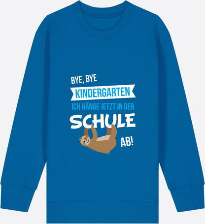 Sweatshirt "Bye Bye Kindergarten" – Personalisiert zur Einschulung - Royal Blue Herzseite