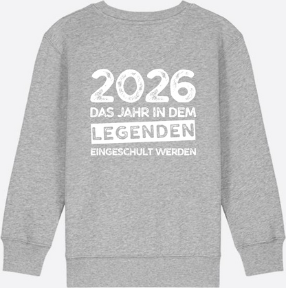 Sweatshirt Einschulung 2026 Legenden – Mit Name personalisiert - Heather Grey