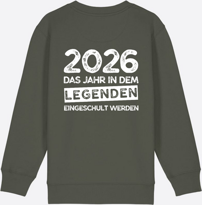 Sweatshirt Einschulung 2026 Legenden – Mit Name personalisiert - Khaki