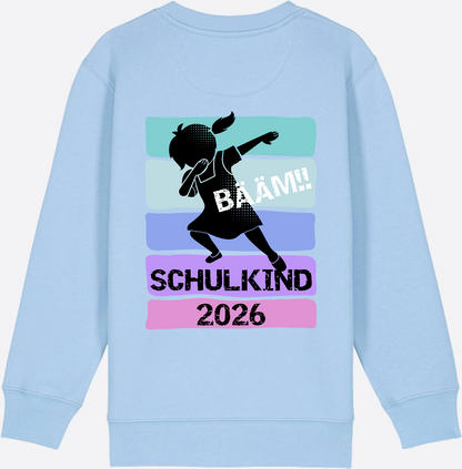 Sweatshirt Einschulung 2026 Mädchen: Bääm!! Schulkind - Blue Soul