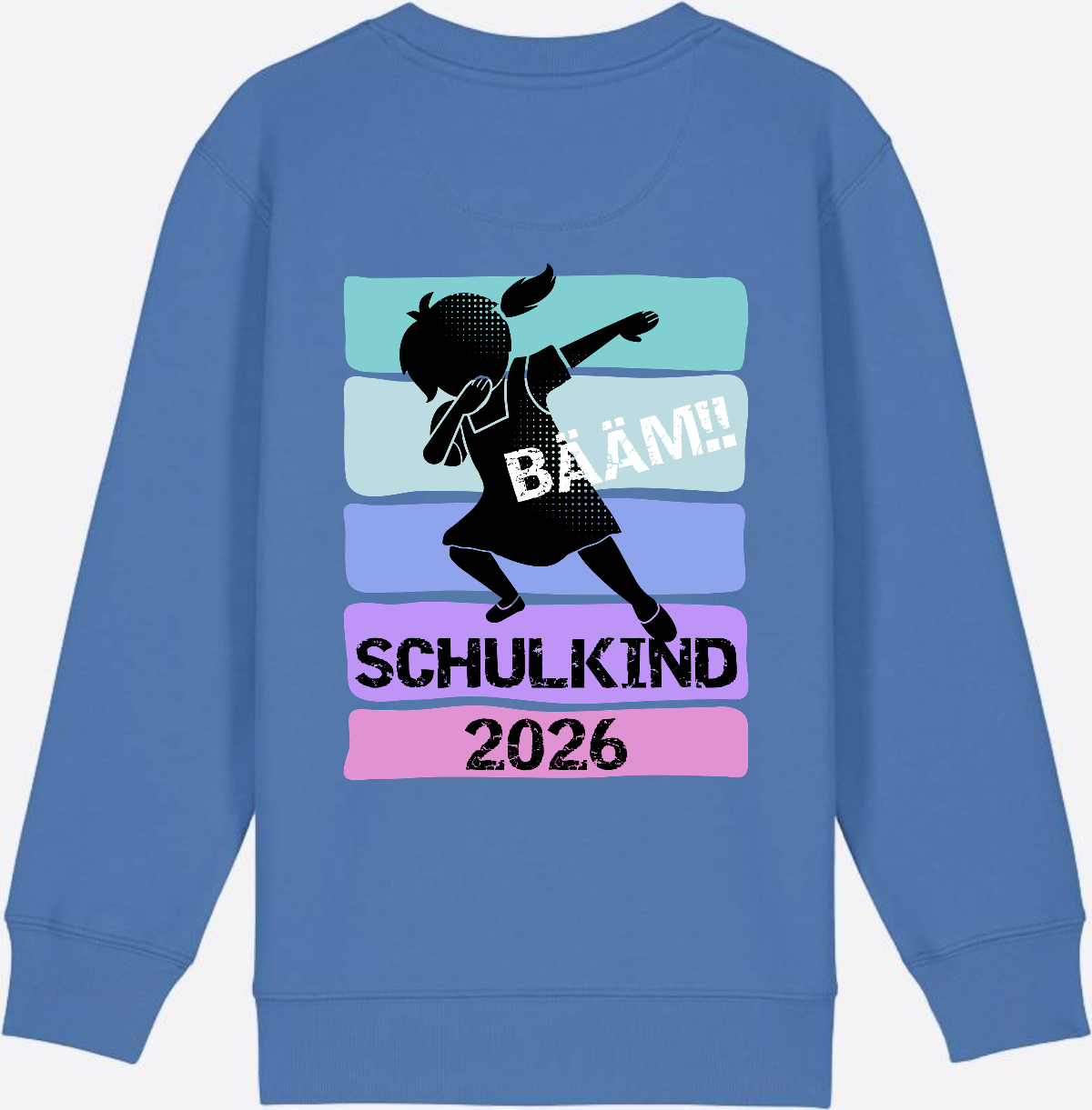 Sweatshirt Einschulung 2026 Mädchen: Bääm!! Schulkind - Bright Blue