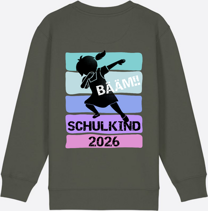Sweatshirt Einschulung 2026 Mädchen: Bääm!! Schulkind - Khaki