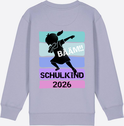 Sweatshirt Einschulung 2026 Mädchen: Bääm!! Schulkind - Lavender
