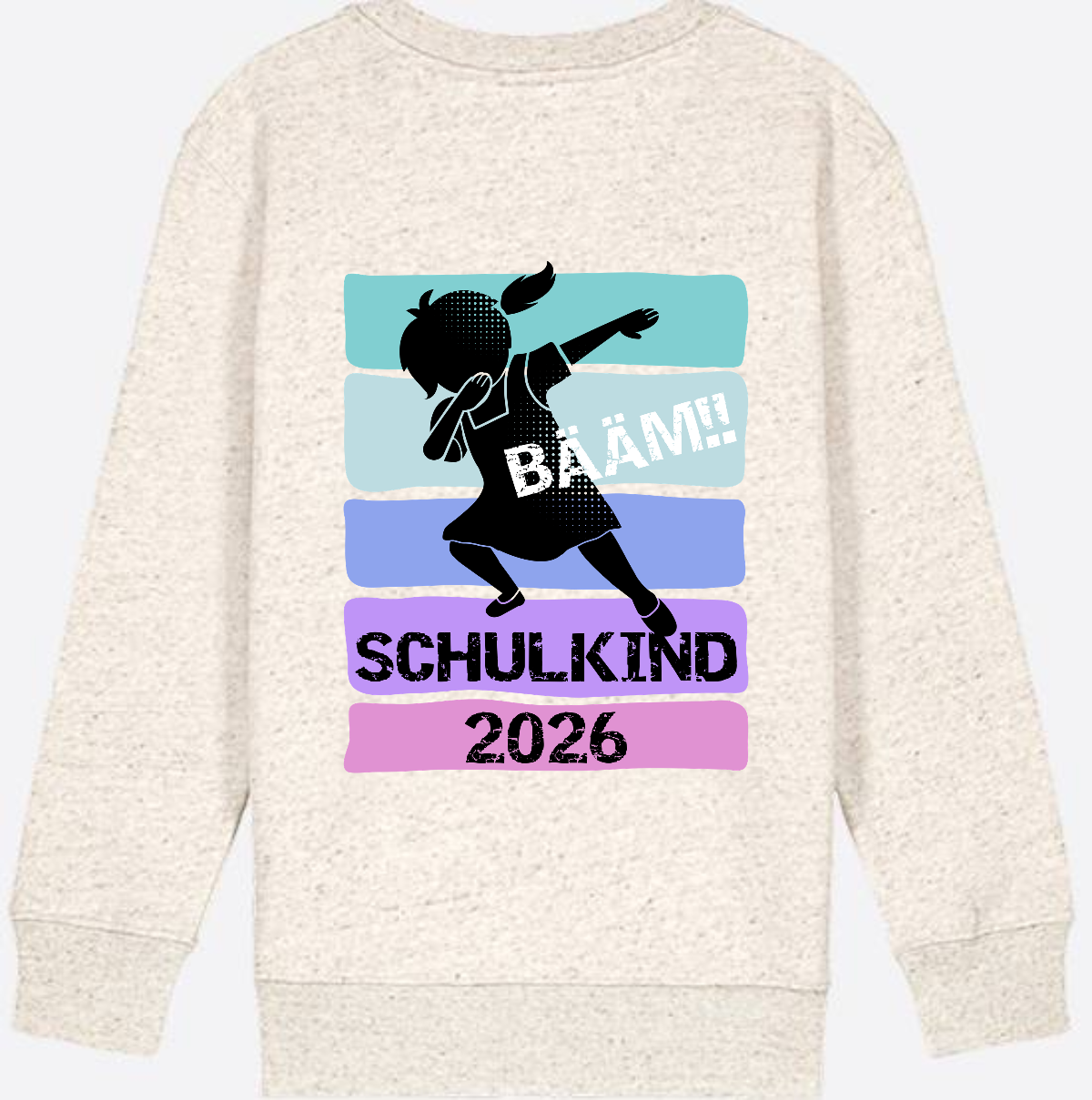 Sweatshirt Einschulung 2026 Mädchen: Bääm!! Schulkind - Natural Raw