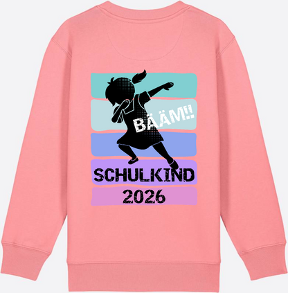 Sweatshirt Einschulung 2026 Mädchen: Bääm!! Schulkind - Pink Joy