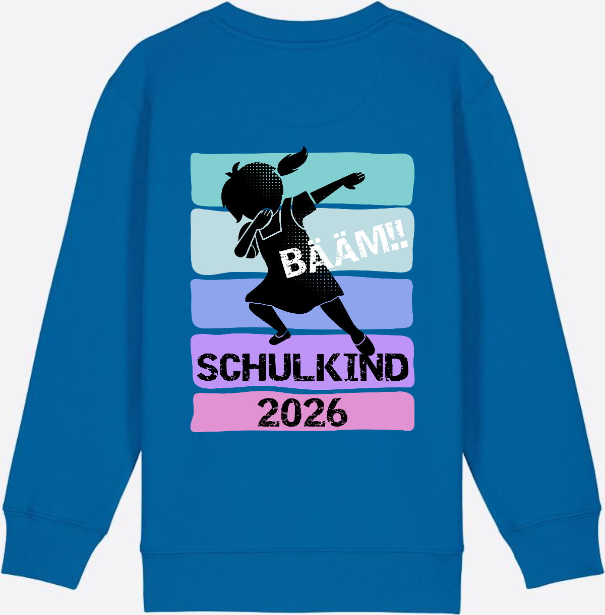 Sweatshirt Einschulung 2026 Mädchen: Bääm!! Schulkind - Royal Blue