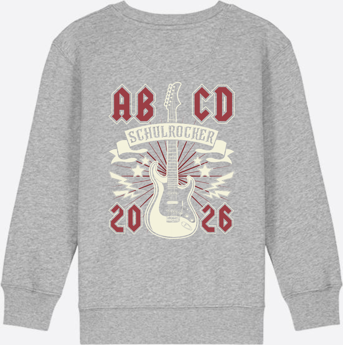 Sweatshirt Einschulung: ABCD Schulrocker mit Name - Heather Grey